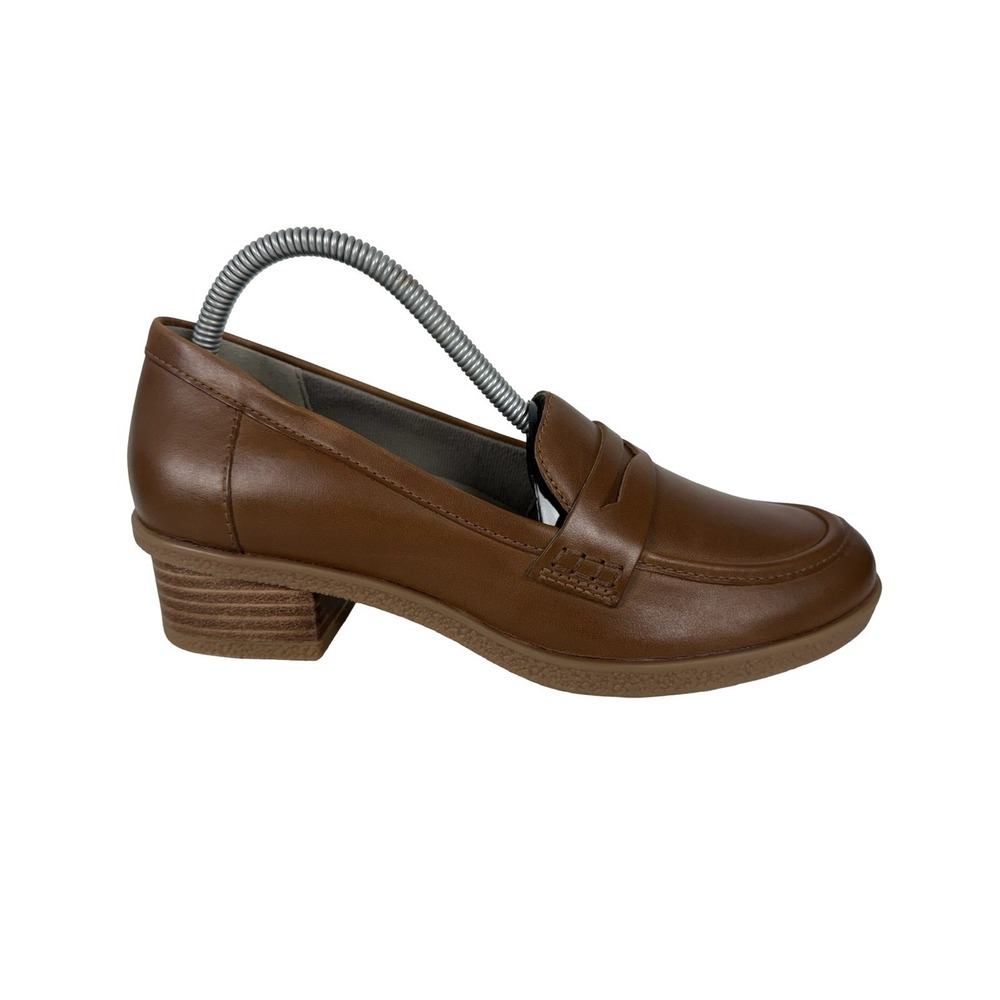 Dansko Danica Brown Leather Block Heel Penny Loafers US 8.5 EU 39 Casual Preppy